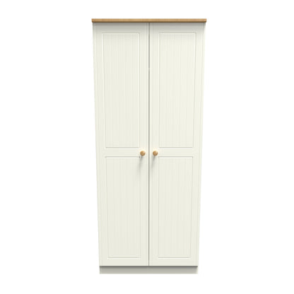 Warwick Tall Wardrobe Cream & Oak 2 Doors 1 Shelf 74cm