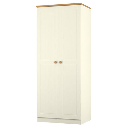 Warwick Tall Wardrobe Cream & Oak 2 Doors 1 Shelf 74cm