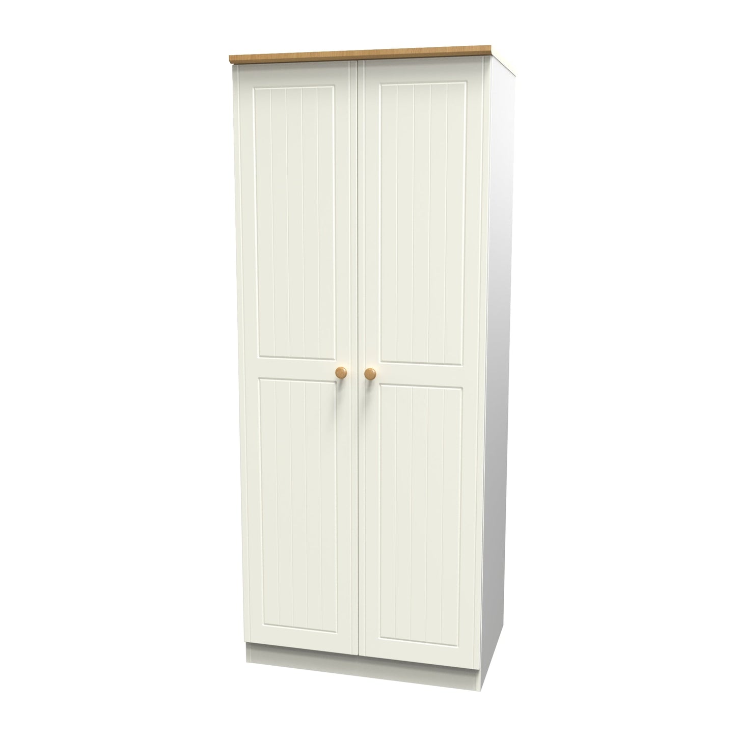 Warwick Tall Wardrobe Cream & Oak 2 Doors 1 Shelf 74cm