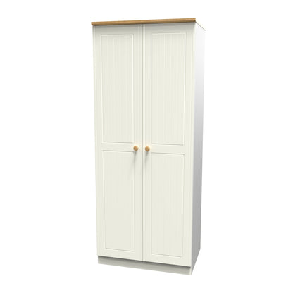 Warwick Tall Wardrobe Cream & Oak 2 Doors 1 Shelf 74cm