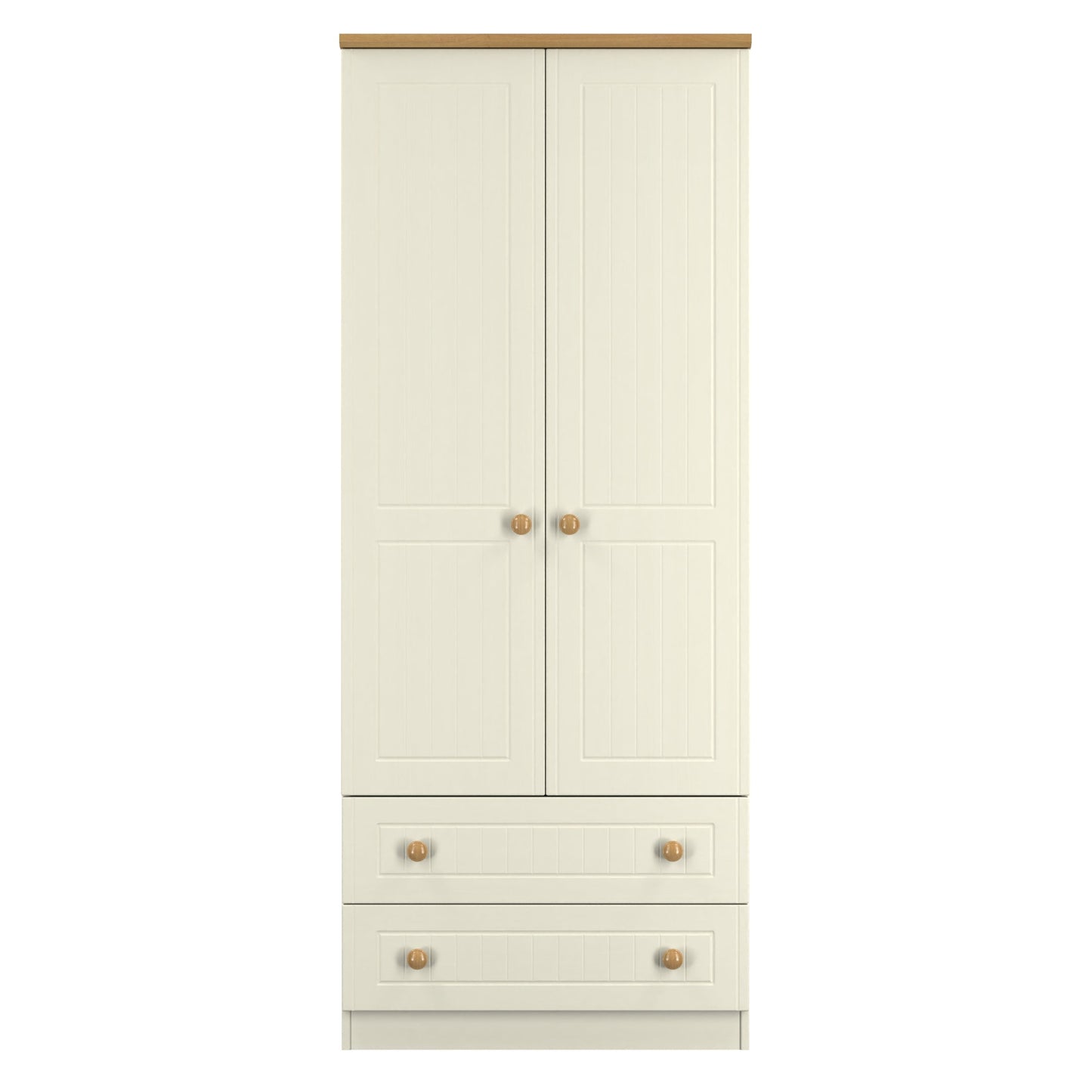 Warwick Tall Wardrobe Cream & Oak 2 Doors 2 Drawers 74cm
