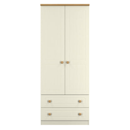 Warwick Tall Wardrobe Cream & Oak 2 Doors 2 Drawers 74cm