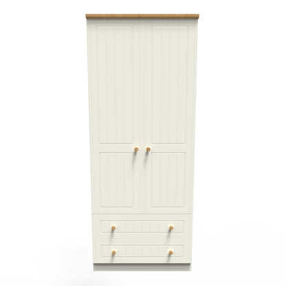 Warwick Tall Wardrobe Cream & Oak 2 Doors 2 Drawers 74cm