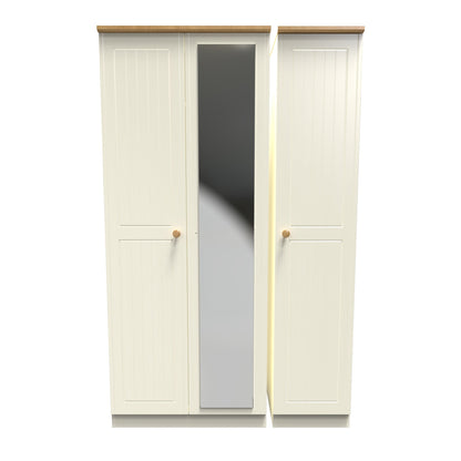 Warwick Tall Mirror Wardrobe Cream & Oak 111cm
