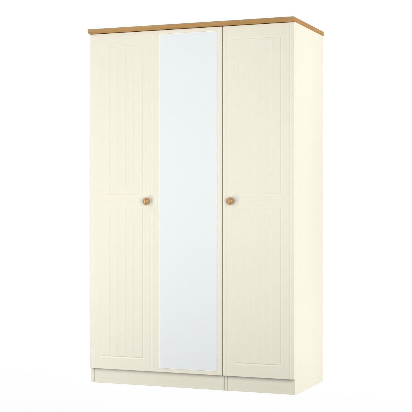 Warwick Tall Mirror Wardrobe Cream & Oak 111cm