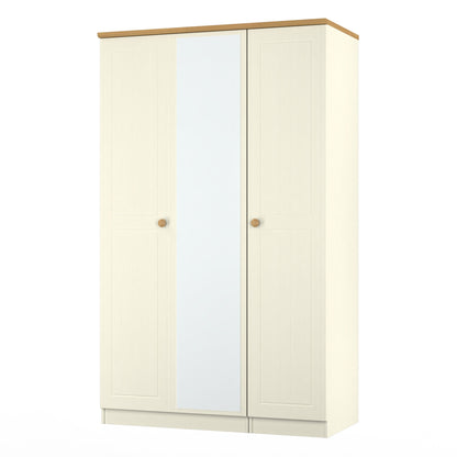 Warwick Tall Mirror Wardrobe Cream & Oak 111cm