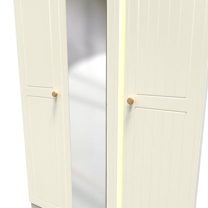 Warwick Tall Mirror Wardrobe Cream & Oak 111cm