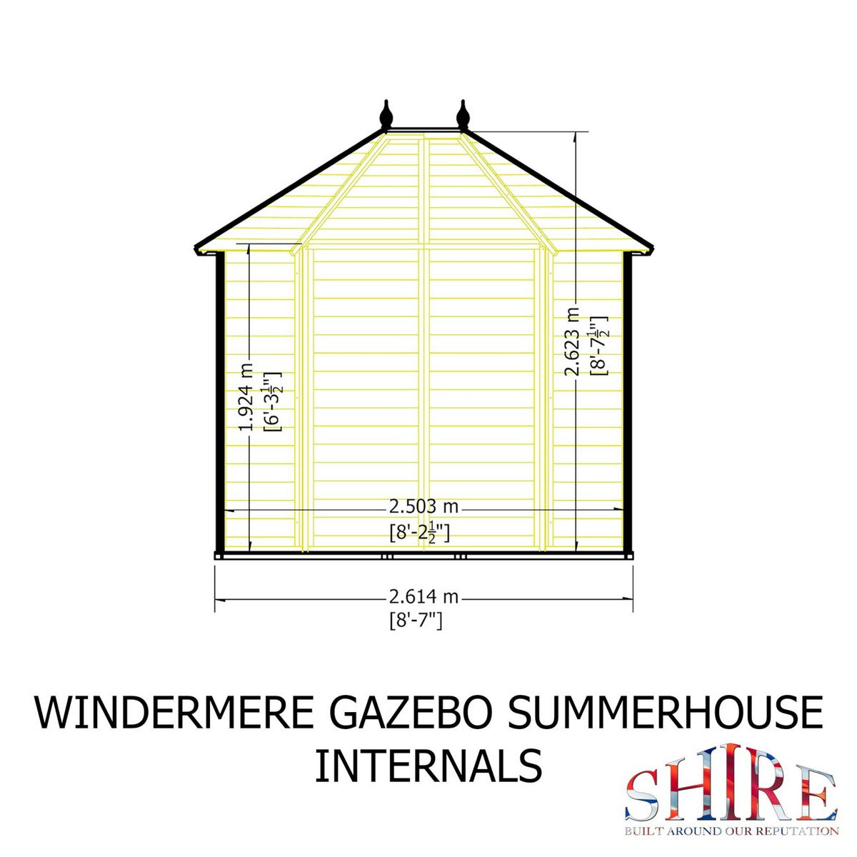 Shire Windermere 6' 10" x 9' 4" Hexagonal Hip Summerhouse - Premium Dip Treated Shiplap