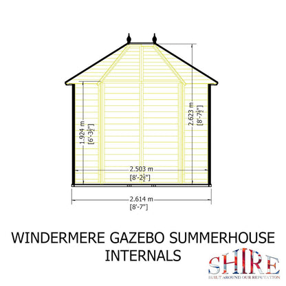 Shire Windermere 6' 10" x 9' 4" Hexagonal Hip Summerhouse - Premium Dip Treated Shiplap