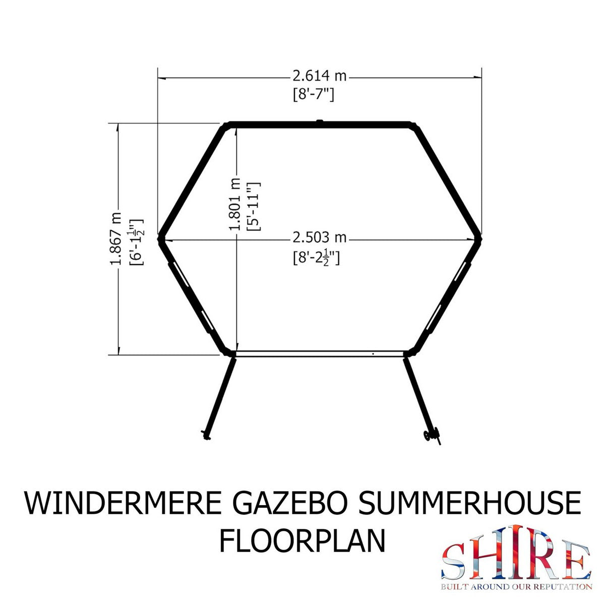 Shire Windermere 6' 10" x 9' 4" Hexagonal Hip Summerhouse - Premium Dip Treated Shiplap