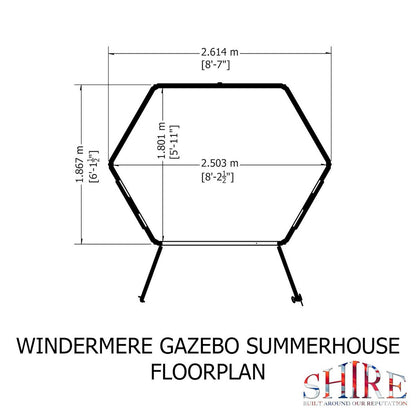 Shire Windermere 6' 10" x 9' 4" Hexagonal Hip Summerhouse - Premium Dip Treated Shiplap