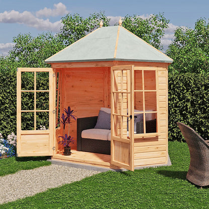 Shire Windermere 6' 10" x 9' 4" Hexagonal Hip Summerhouse - Premium Dip Treated Shiplap