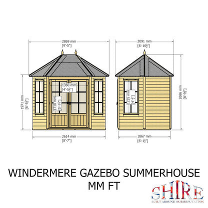 Shire Windermere 6' 10" x 9' 4" Hexagonal Hip Summerhouse - Premium Dip Treated Shiplap