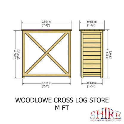 Shire Woodlowe 1' 3" x 2' 11" Log Store - Premium Coated Slatted