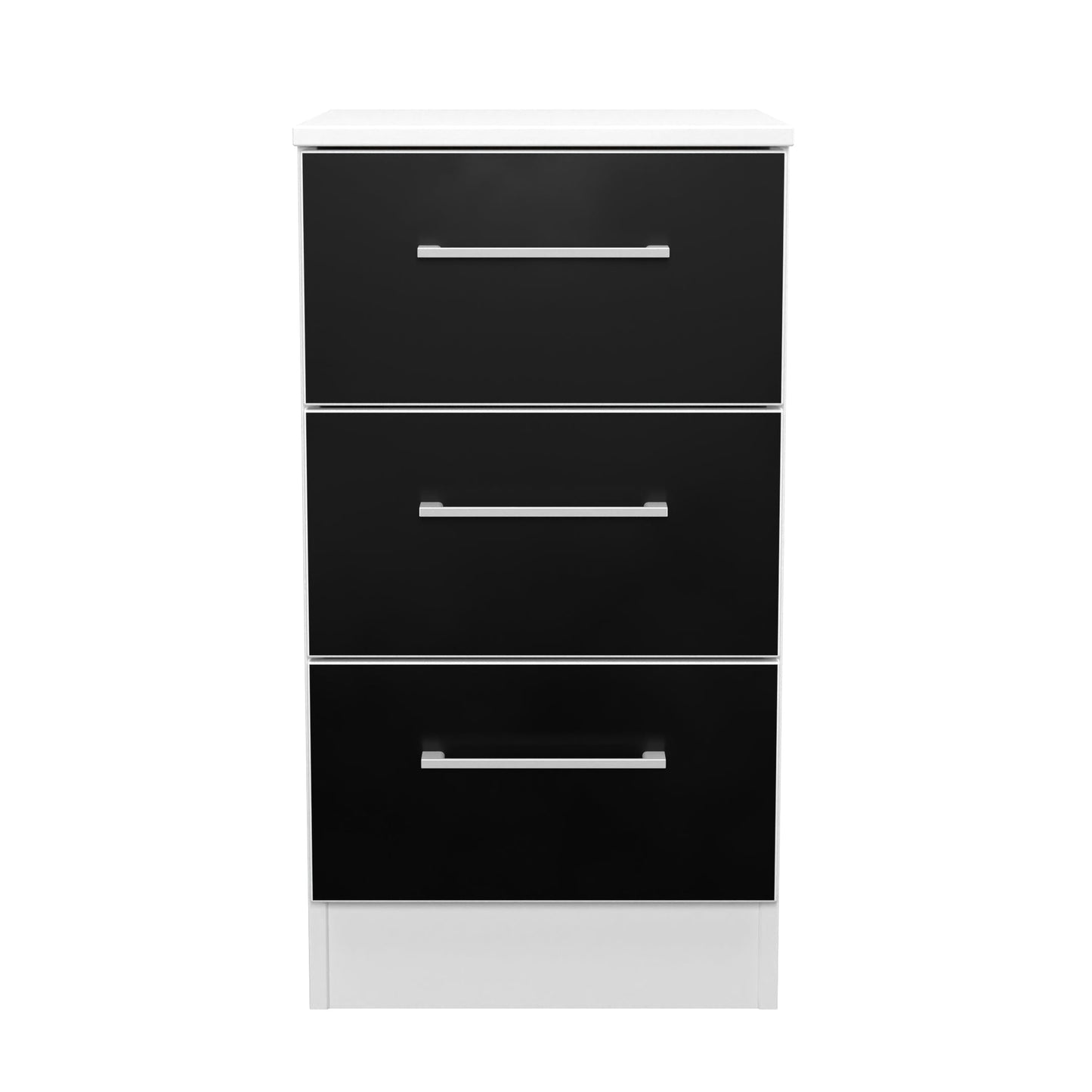 Worcester Bedside Table Black & White 3 Drawers 37cm