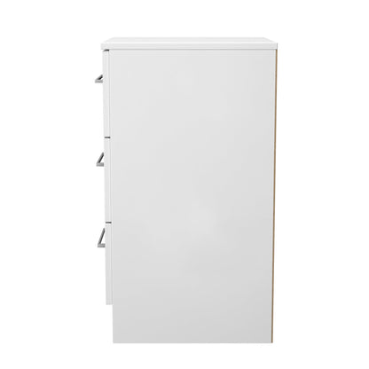 Worcester Bedside Table Black & White 3 Drawers 37cm