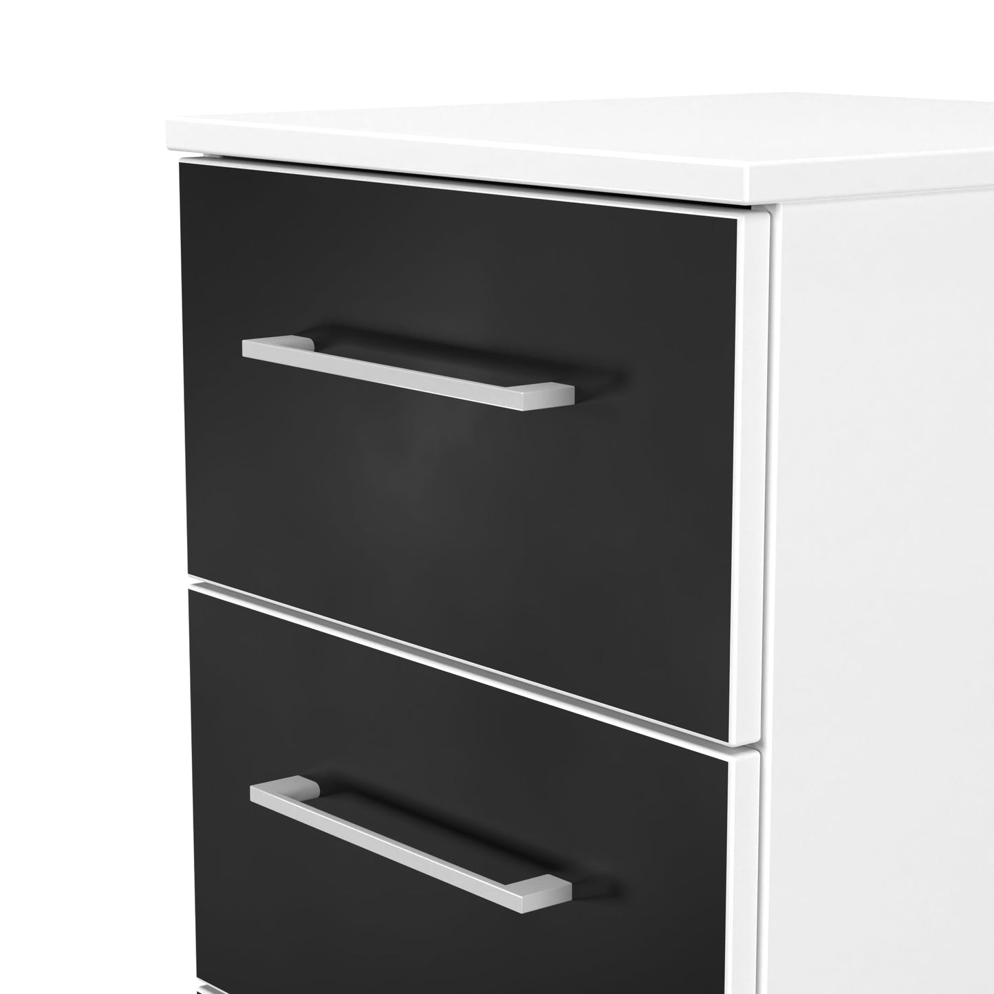 Worcester Bedside Table Black & White 3 Drawers 37cm