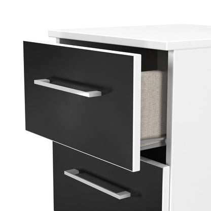 Worcester Bedside Table Black & White 3 Drawers 37cm