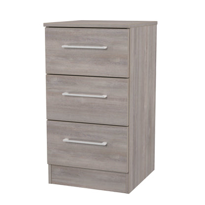 Worcester Bedside Table Light Grey 3 Drawers 37cm