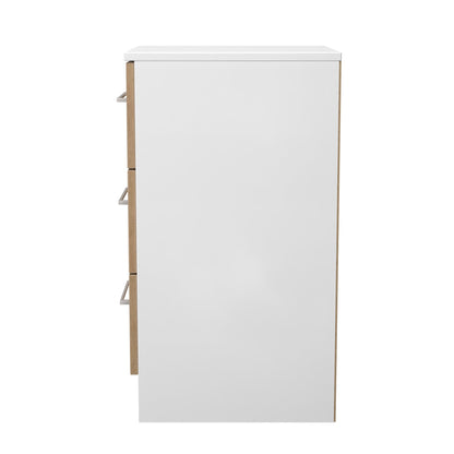 Worcester Bedside Table White & Light Oak 3 Drawers 37cm
