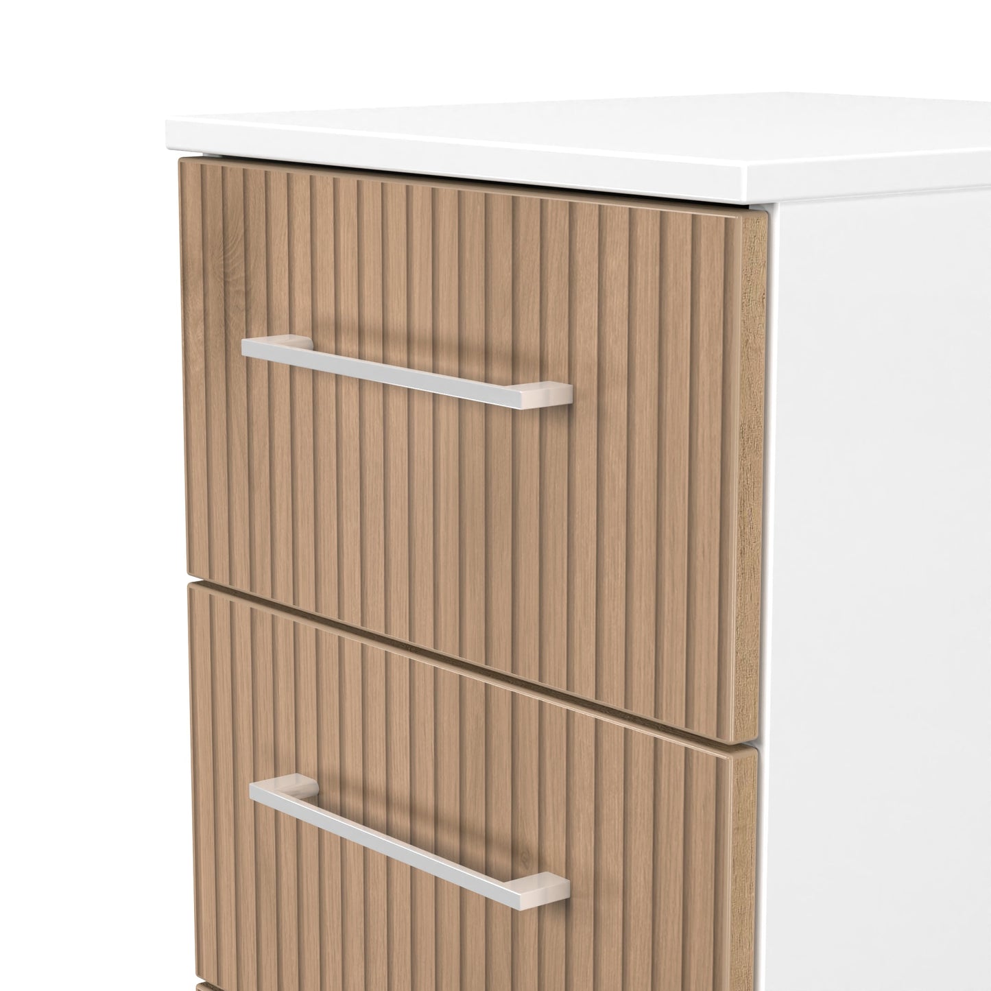 Worcester Bedside Table White & Light Oak 3 Drawers 37cm