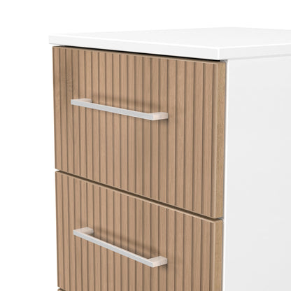 Worcester Bedside Table White & Light Oak 3 Drawers 37cm