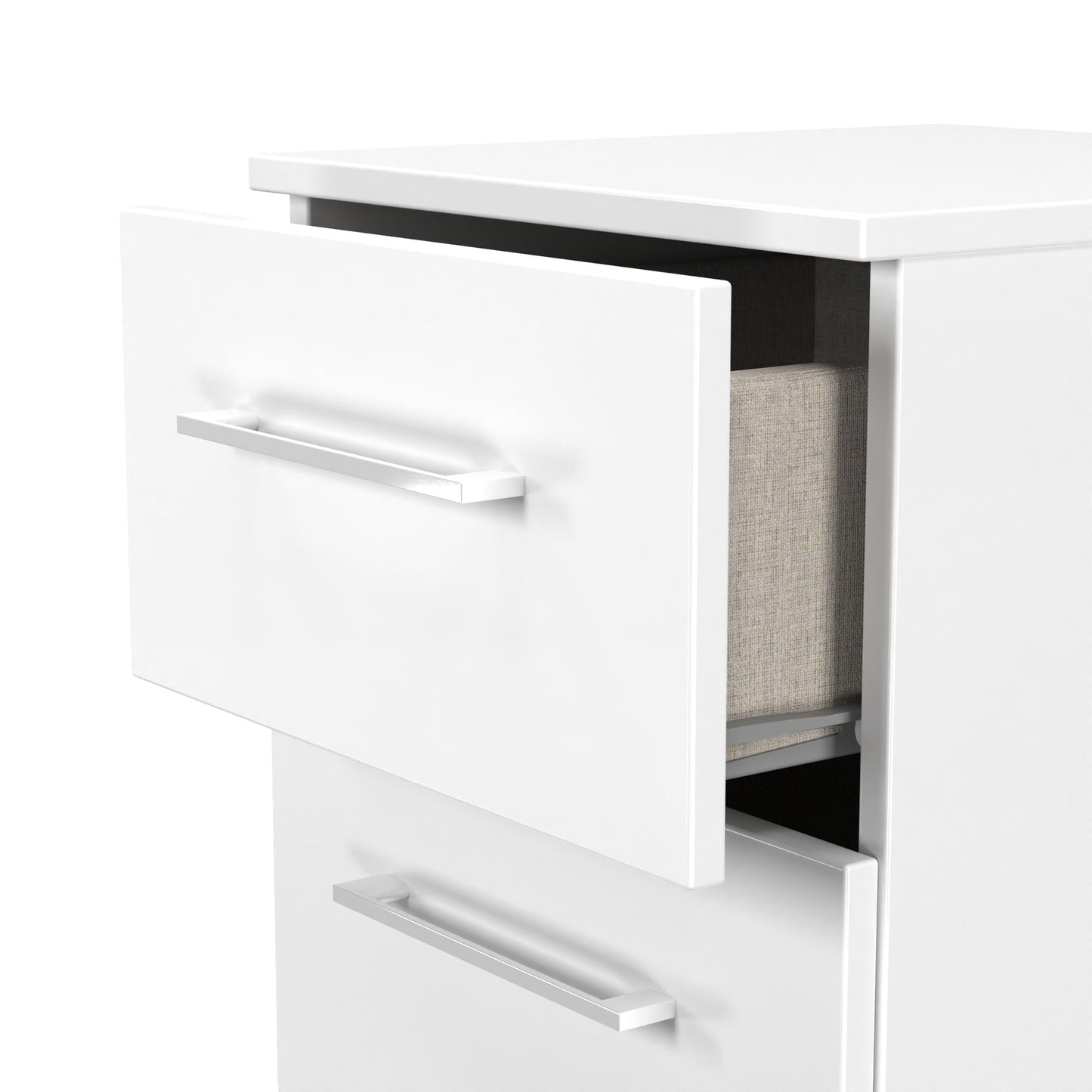 Worcester Bedside Table White 3 Drawers 37cm