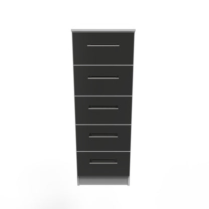 Worcester Tall Tallboy Black & White 5 Drawers 37cm