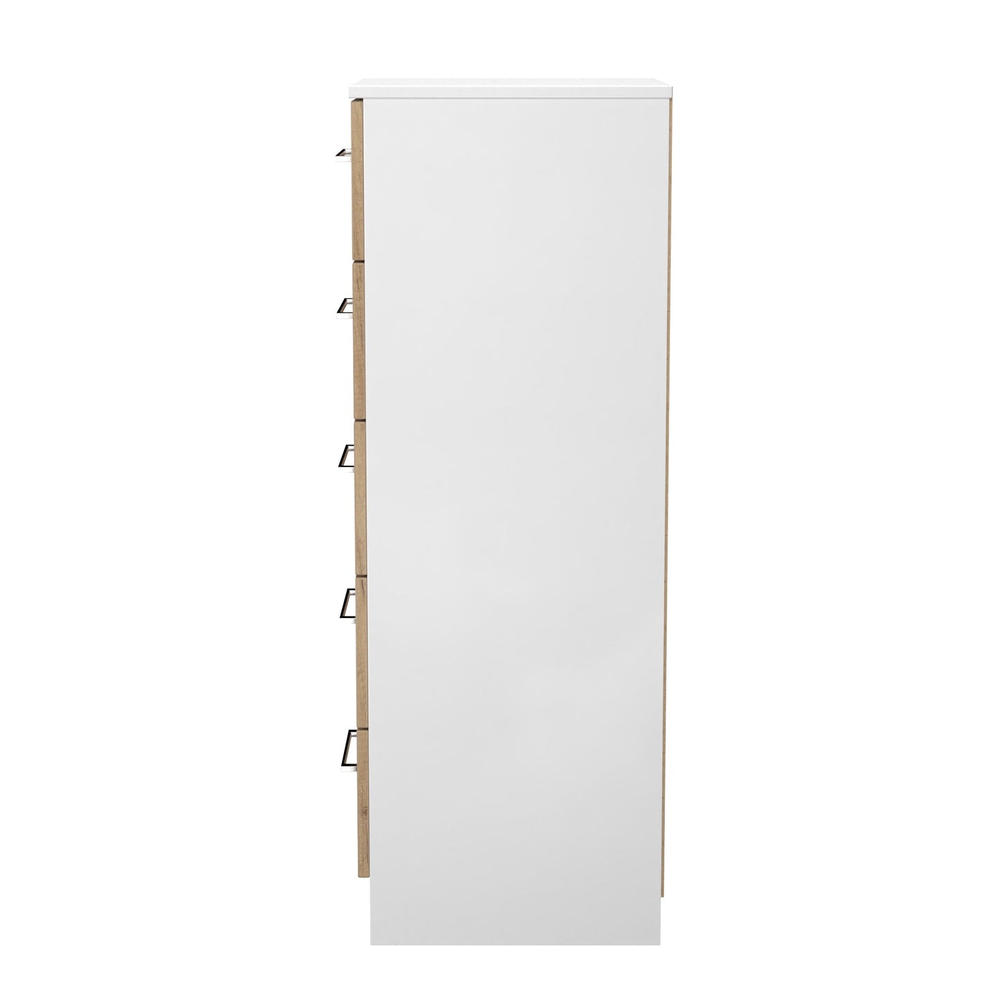 Worcester Tall Tallboy White & Light Oak 5 Drawers 37cm