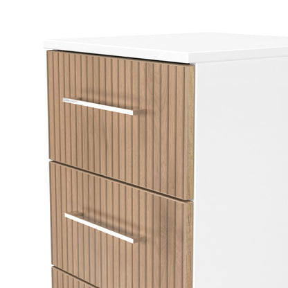 Worcester Tall Tallboy White & Light Oak 5 Drawers 37cm