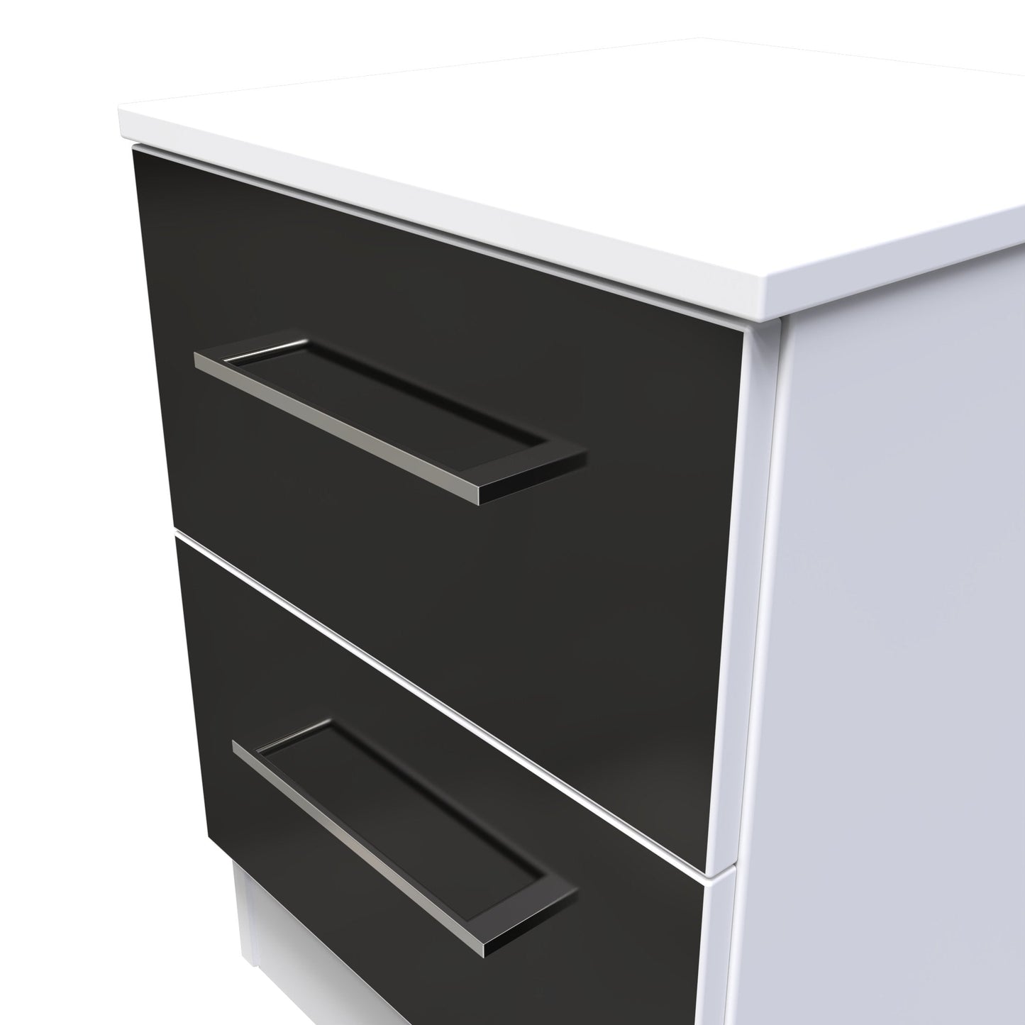 Worcester Bedside Table Black & White 2 Drawers 37cm