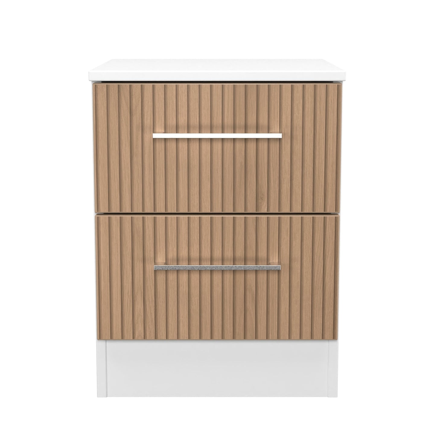 Worcester Bedside Table White & Light Oak 2 Drawers 37cm