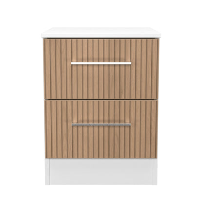 Worcester Bedside Table White & Light Oak 2 Drawers 37cm
