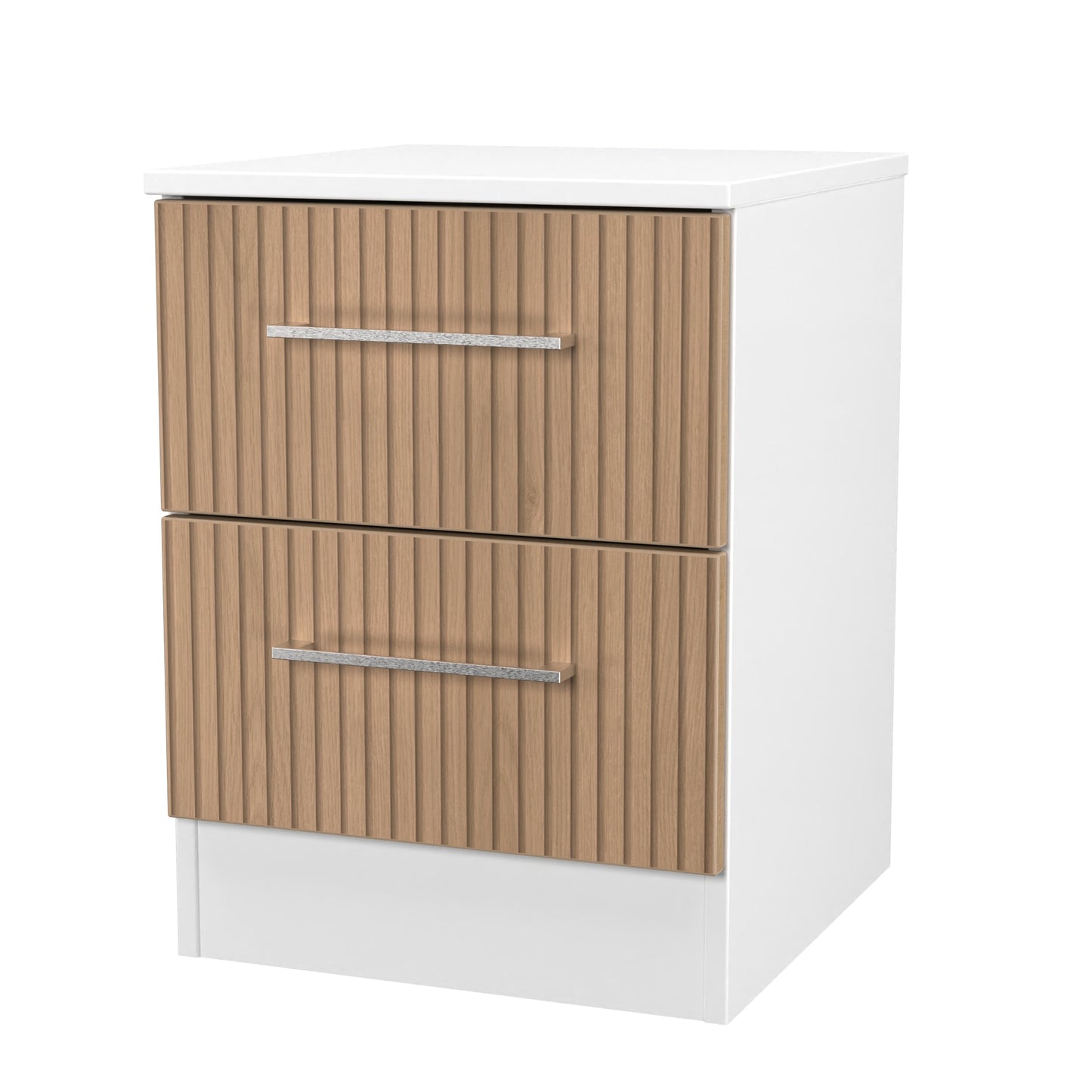 Worcester Bedside Table White & Light Oak 2 Drawers 37cm