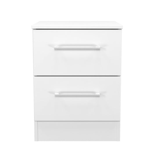 Worcester Bedside Table White 2 Drawers 37cm