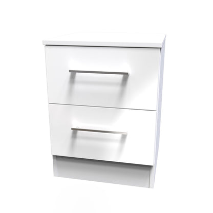 Worcester Bedside Table White 2 Drawers 37cm