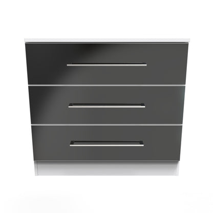 Worcester Chest of Drawers Black & White 3 Drawers 74cm