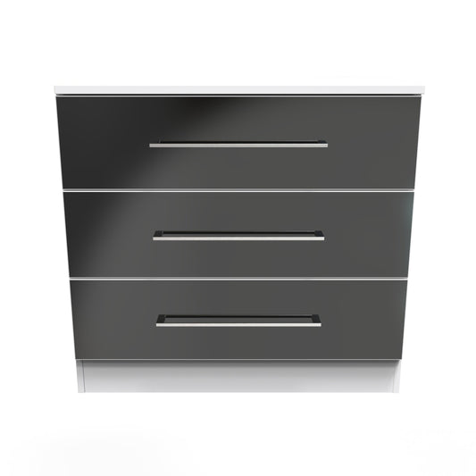 Worcester Chest of Drawers Black & White 3 Drawers 74cm