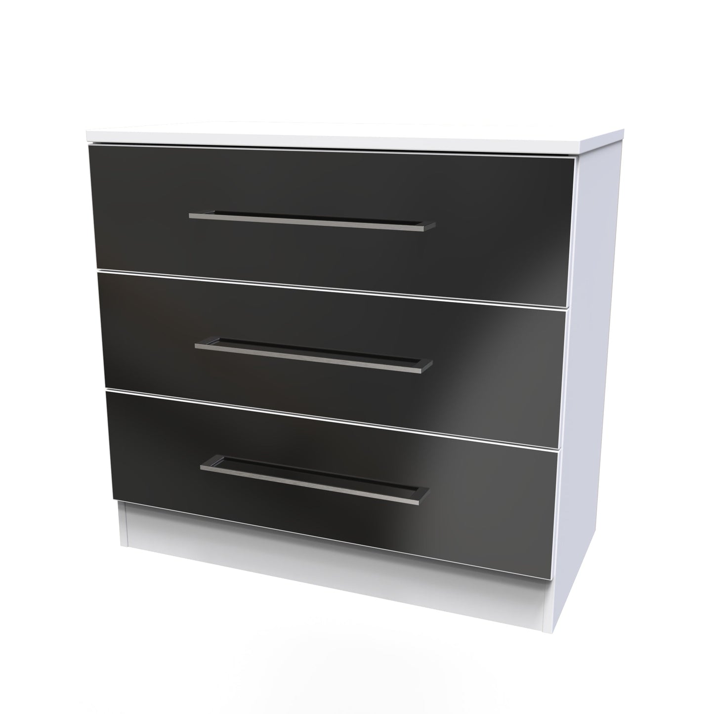 Worcester Chest of Drawers Black & White 3 Drawers 74cm