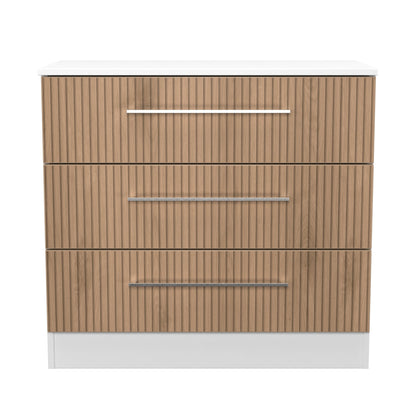 Worcester Chest of Drawers White & Light Oak 3 Drawers 74cm