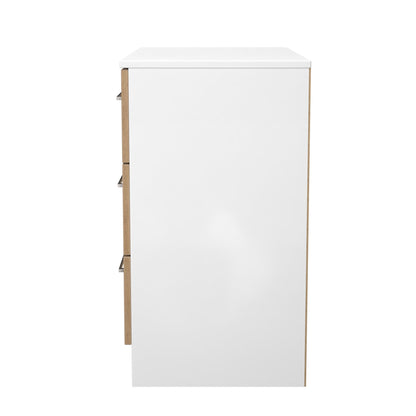 Worcester Chest of Drawers White & Light Oak 3 Drawers 74cm