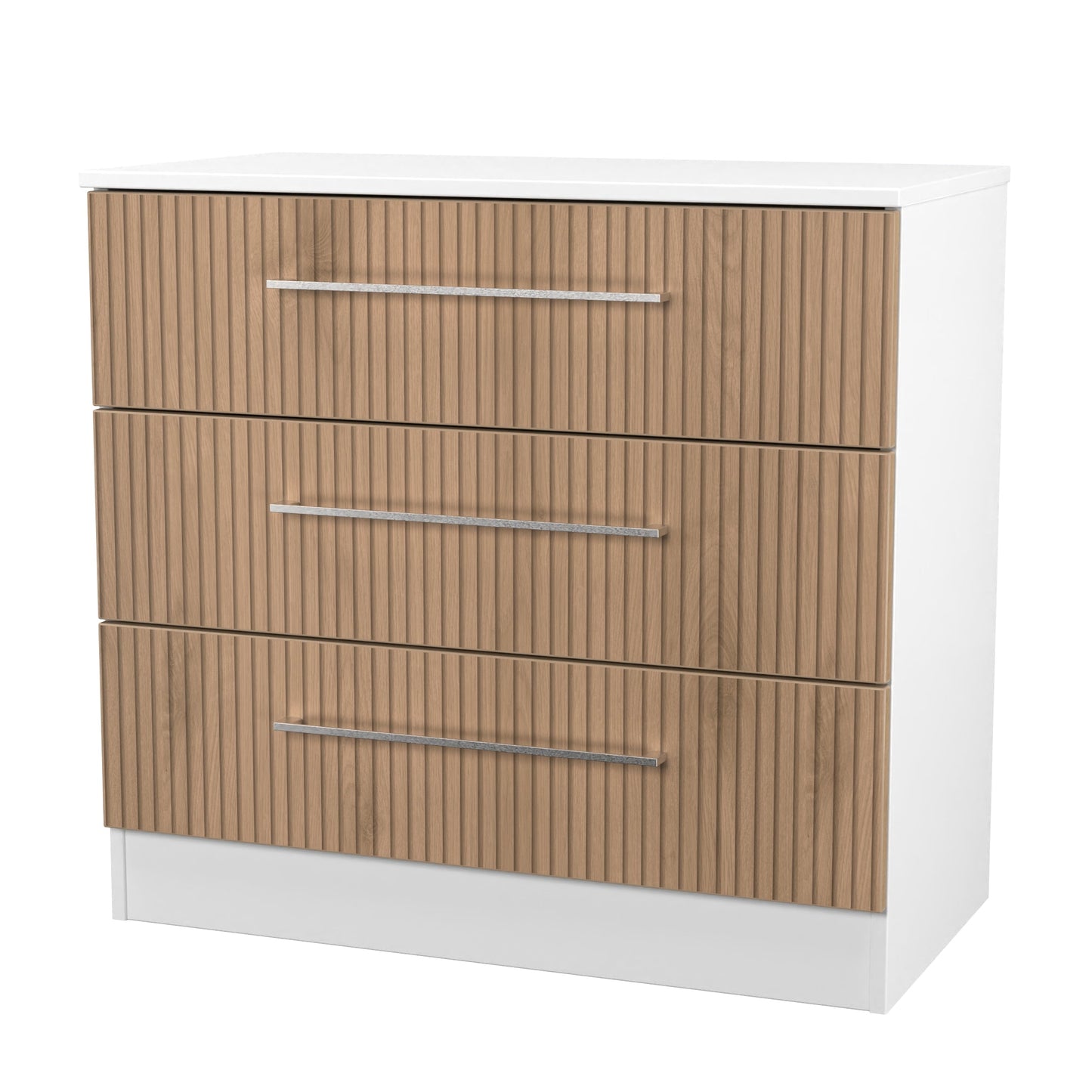 Worcester Chest of Drawers White & Light Oak 3 Drawers 74cm