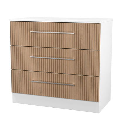Worcester Chest of Drawers White & Light Oak 3 Drawers 74cm