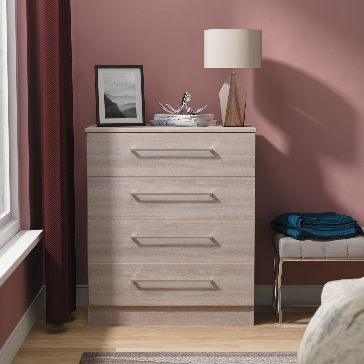 Worcester Chest of Drawers Light Grey 4 Drawers 74cm