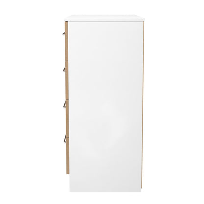 Worcester Chest of Drawers White & Light Oak 4 Drawers 74cm