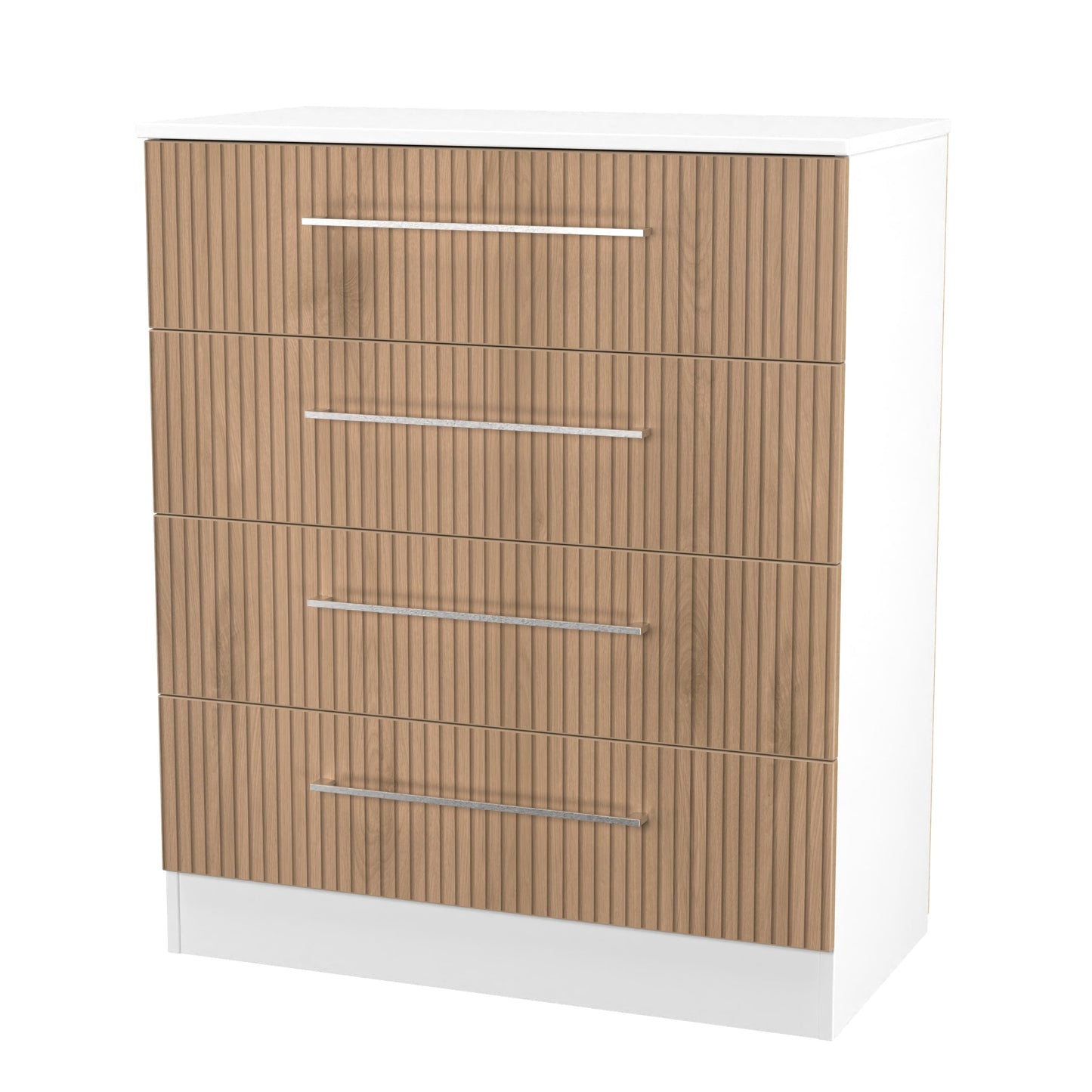 Worcester Chest of Drawers White & Light Oak 4 Drawers 74cm