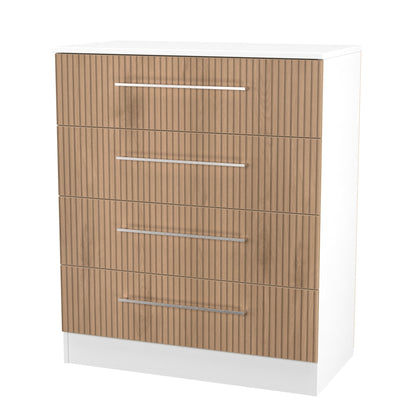 Worcester Chest of Drawers White & Light Oak 4 Drawers 74cm