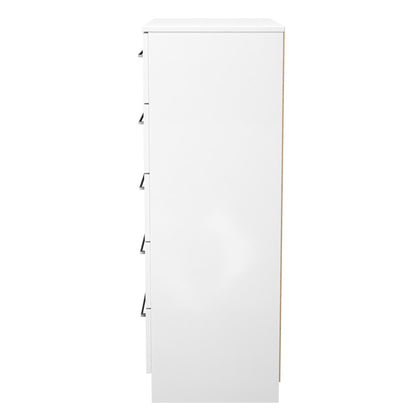 Worcester Tall Chest of Drawers Black & White 5 Drawers 74cm