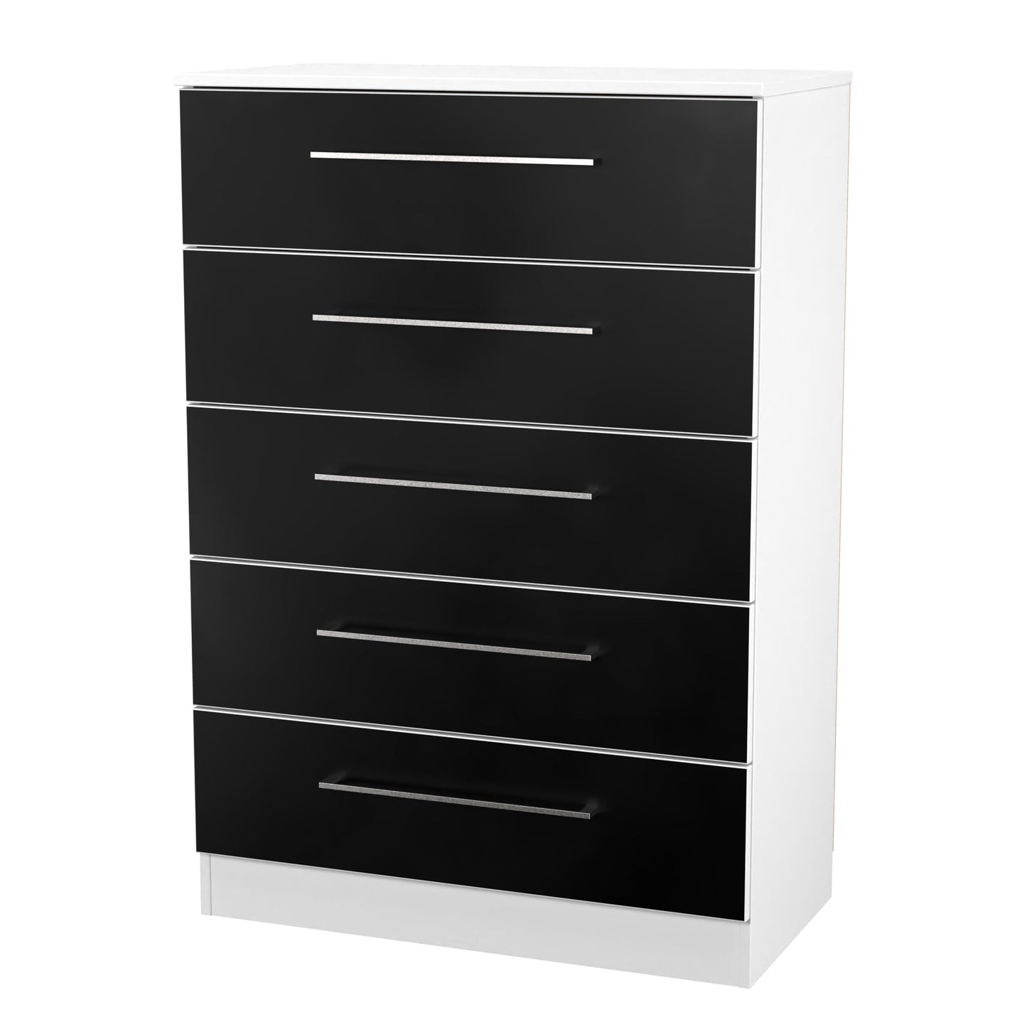 Worcester Tall Chest of Drawers Black & White 5 Drawers 74cm