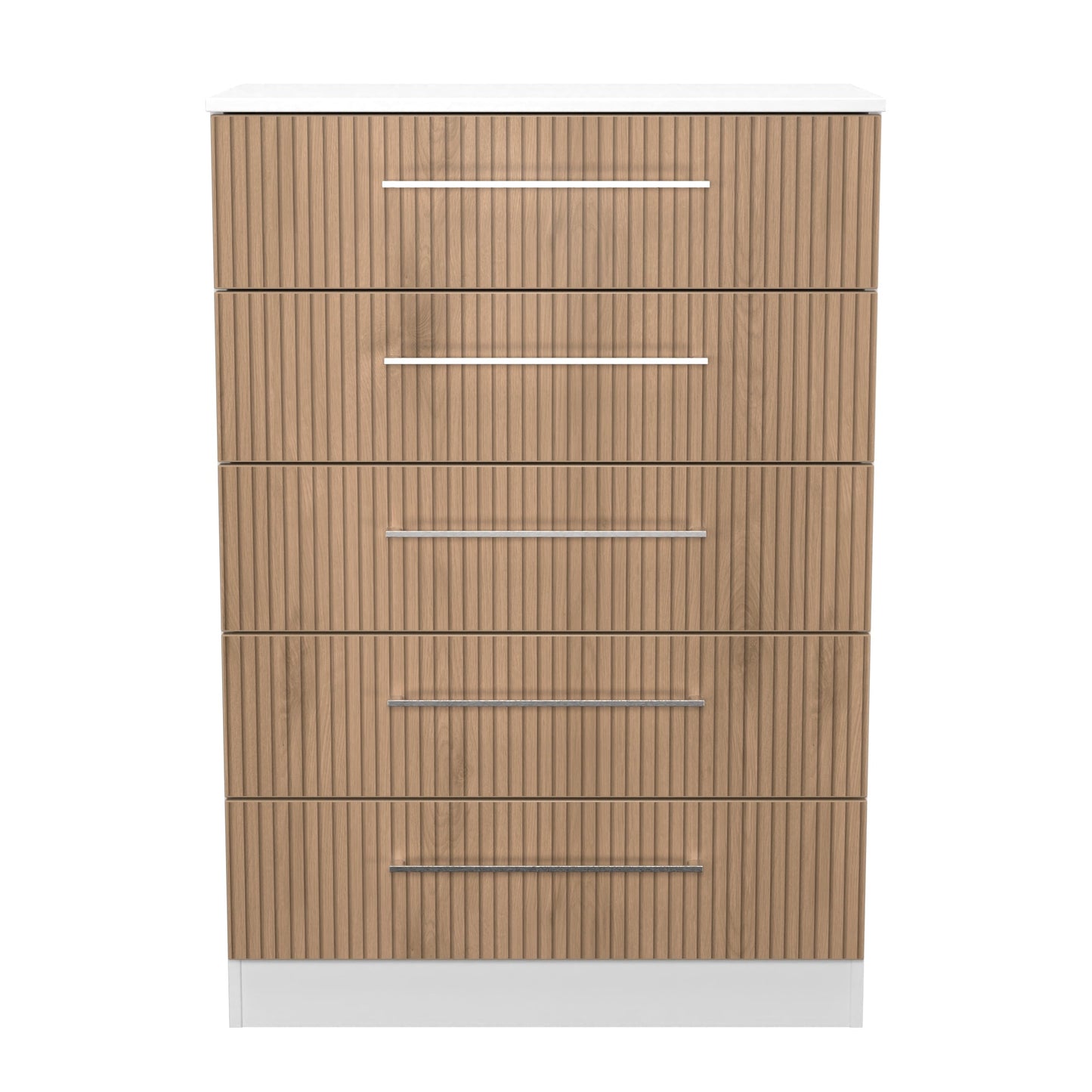 Worcester Tall Chest of Drawers White & Light Oak 5 Drawers 74cm